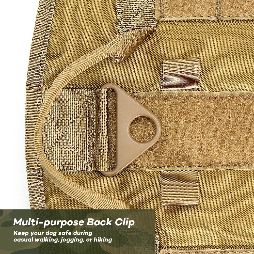 Dog Tactical Harness MOLLE Vest – Adjustable Military Training Harness with 2 Detachable Pouches for Medium & Large Dogs