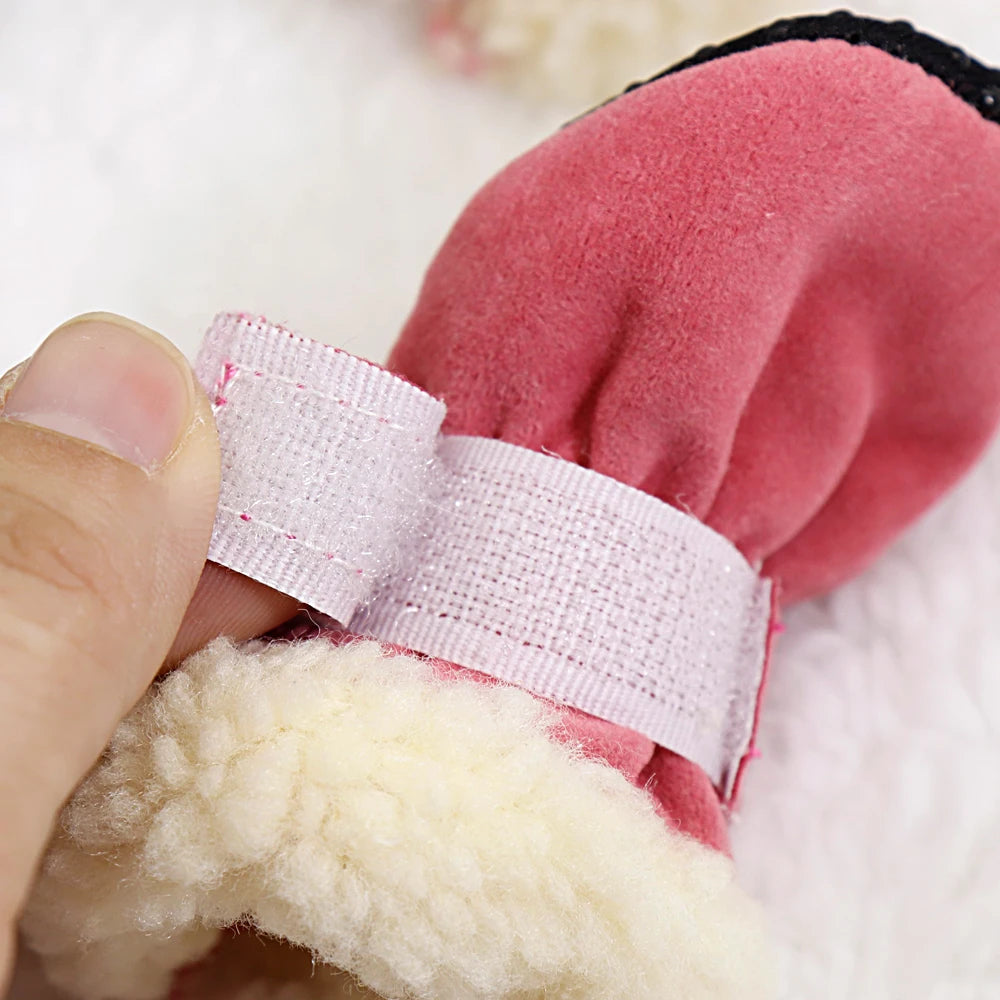 4pcs Pet Dog Shoes – Waterproof Winter Boots with Anti-Slip Soles for Small Dogs