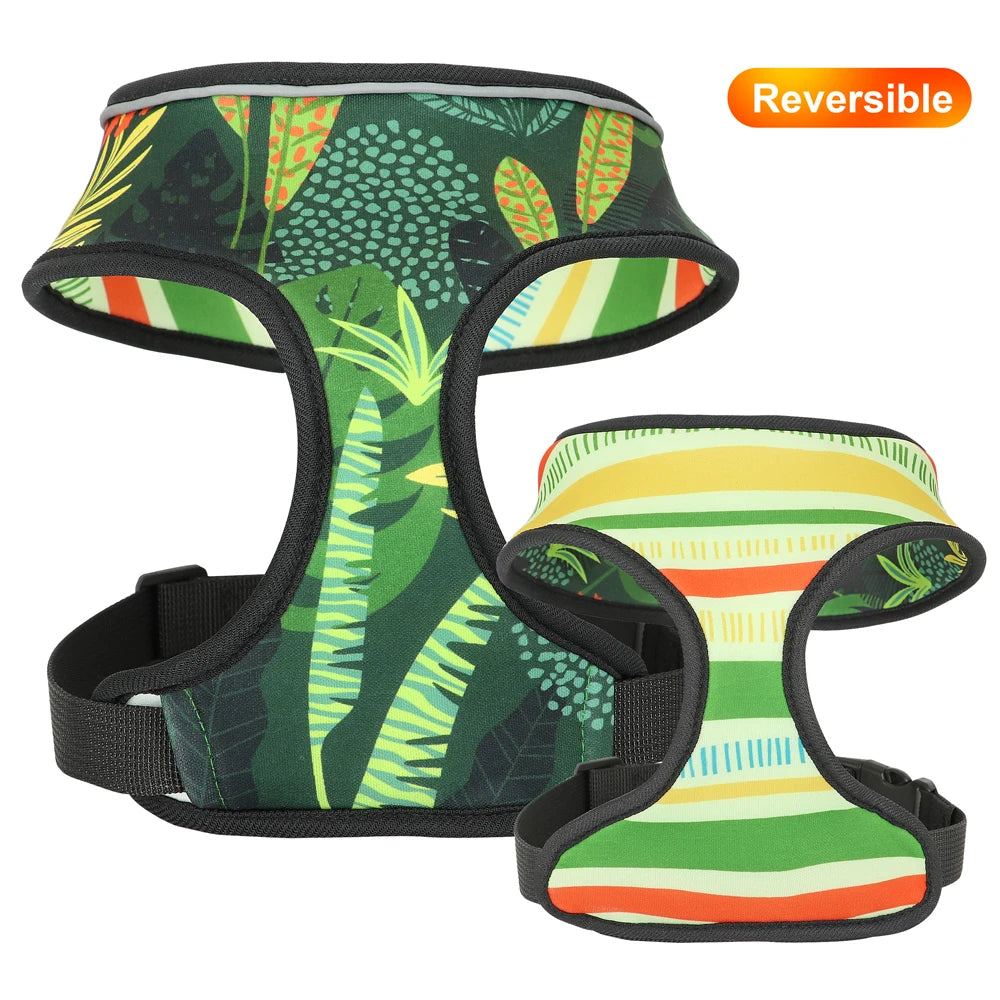 Cute Printed French Bulldog Pug Chihuahua Dog Cat Harness Adjustable Puppy Harness Vest Reversible For Small Medium Dogs Cats