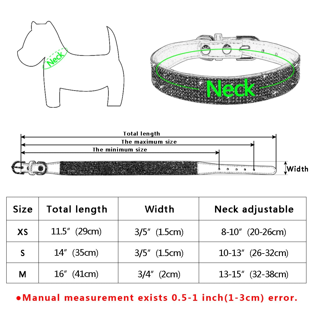 Bling Rhinestone Puppy & Cat Collar – Adjustable Suede Leather with Bowknot for Small & Medium Pets