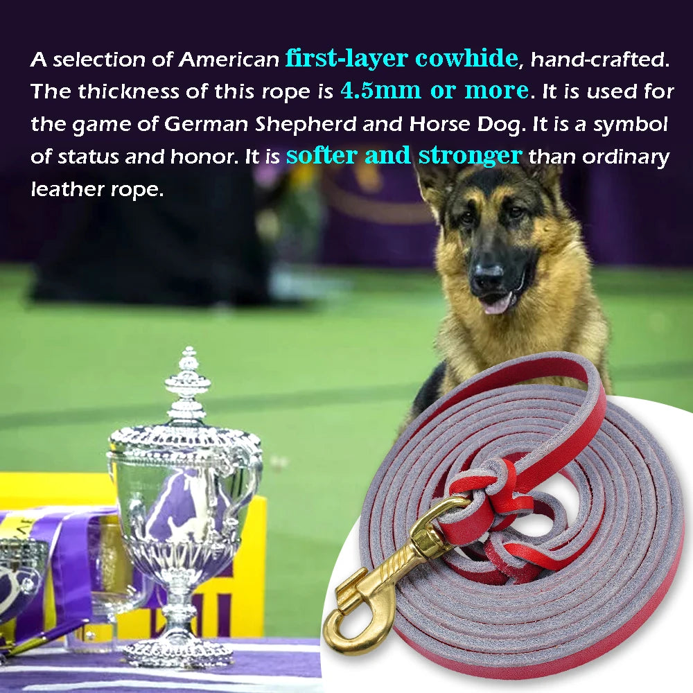 Dog Leash Leather Training &amp; Walking Lead – 1.5m / 2.5m