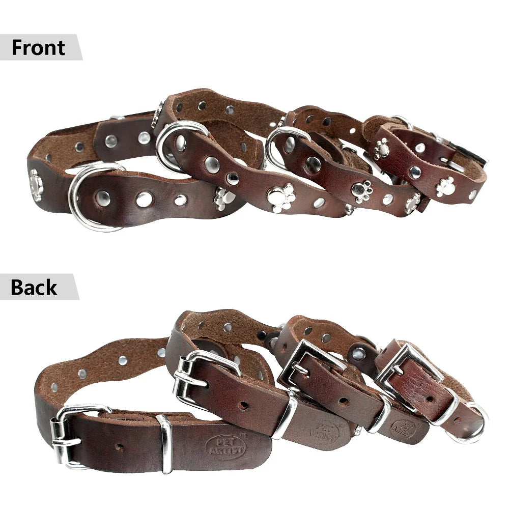 Soft Genuine Leather Pet Dog Collar – Adjustable for Small & Medium Dogs