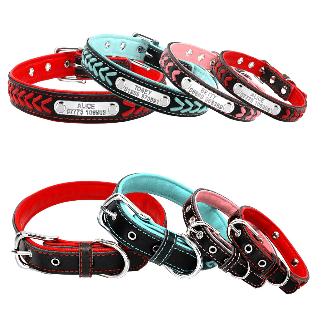 Custom Engraved Leather Dog Collar – Personalized Comfort & Style