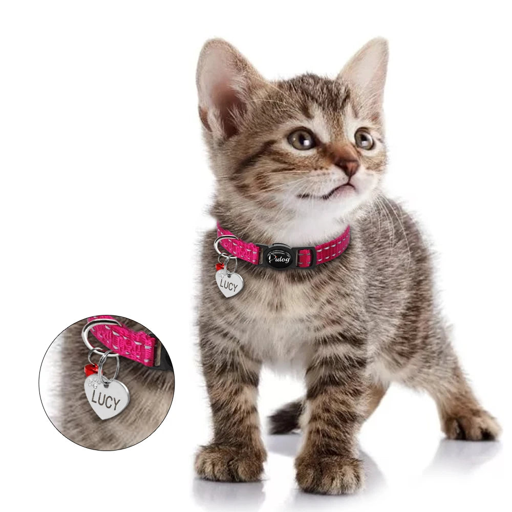 Quick Release Kitten Cat Collar – Reflective Personalized ID Collar with Bell & Free Engraved Tag for Small Pets