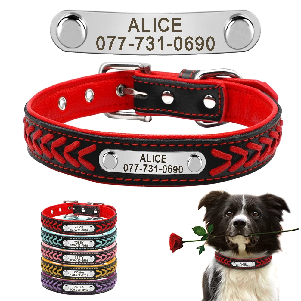 Custom Engraved Leather Dog Collar – Personalized Comfort & Style