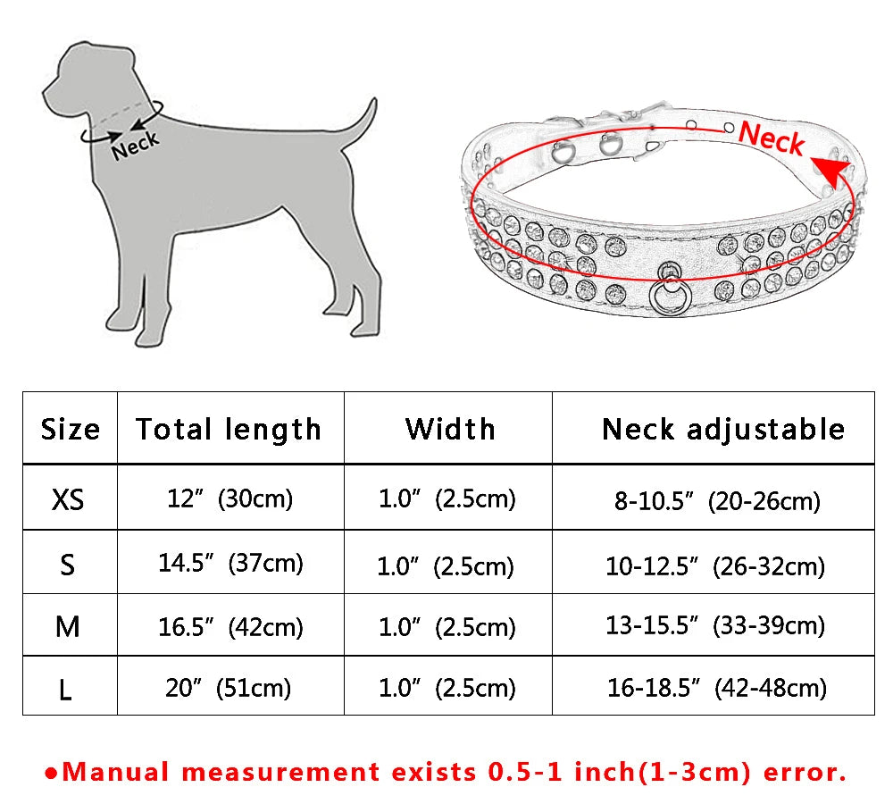 3 Rows Bling Rhinestone Suede Leather Dog Collar – Adjustable Pet Collar for Small & Medium Dogs (XS–L, Red/Blue/Pink/Black)