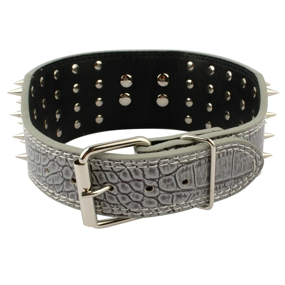 3" Wide Sharp Spiked Leather Dog Collar – Studded Heavy-Duty Collar for Medium & Large Dogs (Pitbull, Mastiff, German Shepherd)
