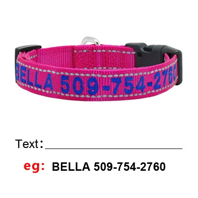 Personalized Embroidered Nylon Dog Collar – Reflective Custom Pet ID Tag with Name & Phone Number – Adjustable for Small, Medium, Large Dogs