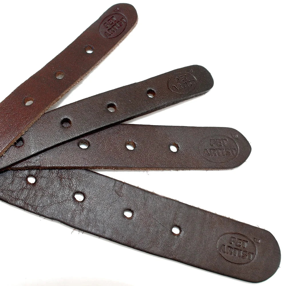 Soft Genuine Leather Pet Dog Collar – Adjustable for Small & Medium Dogs