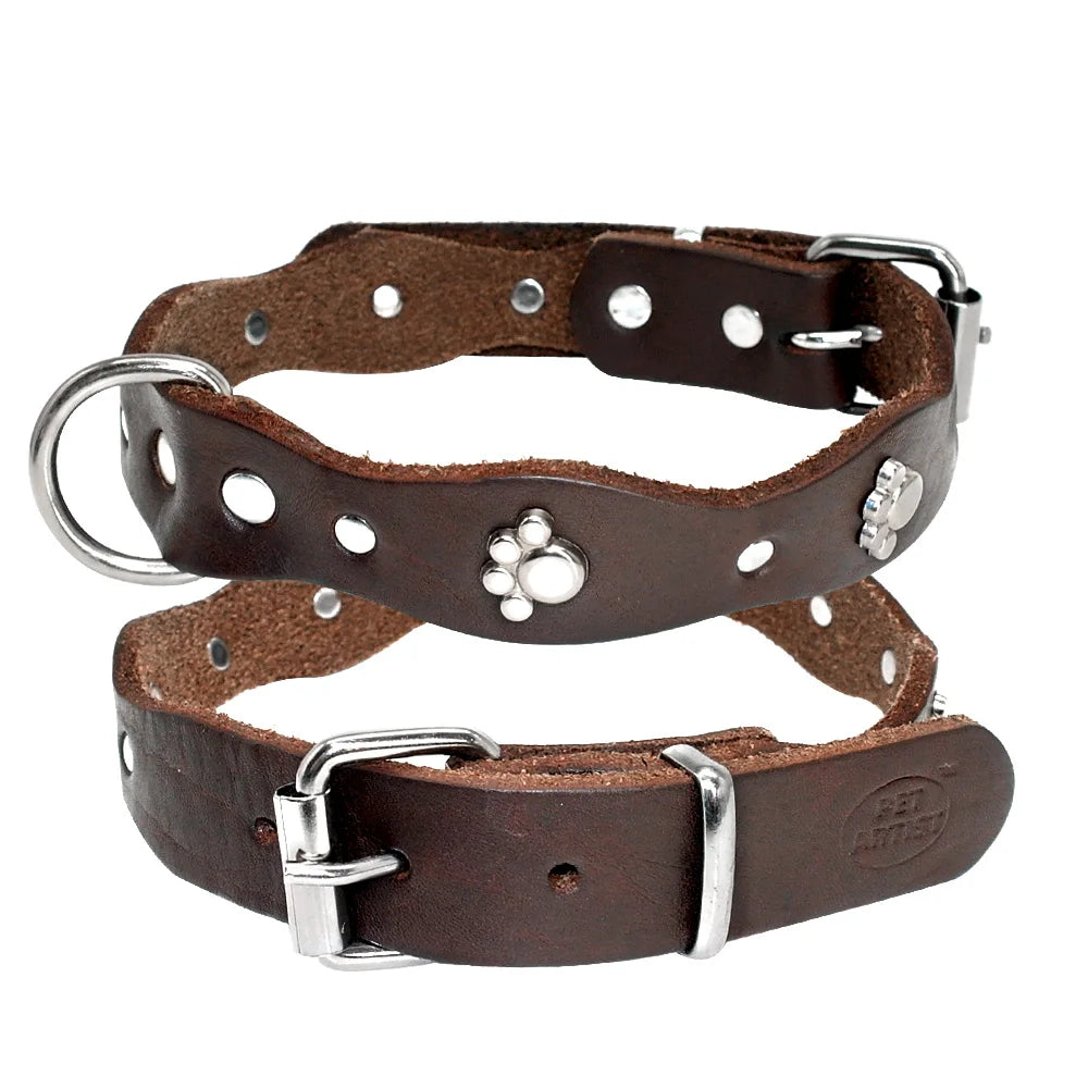 Soft Genuine Leather Pet Dog Collar – Adjustable for Small & Medium Dogs