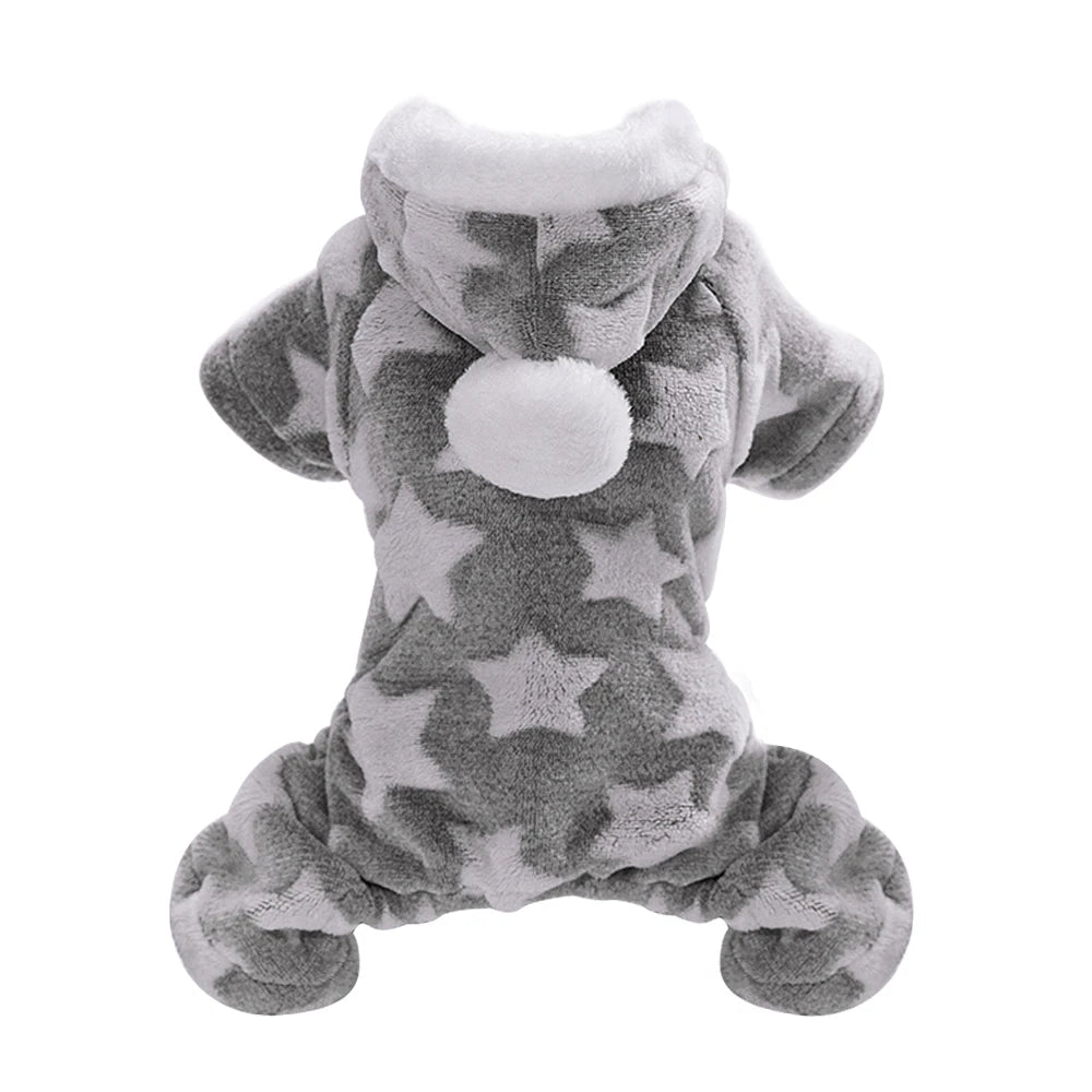 Soft Fleece Dog & Cat Pajamas – Hooded Winter Jumpsuit for Small & Medium Pets