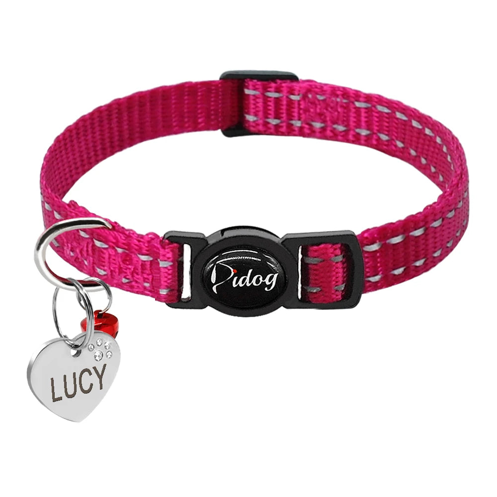 Quick Release Kitten Cat Collar – Reflective Personalized ID Collar with Bell & Free Engraved Tag for Small Pets
