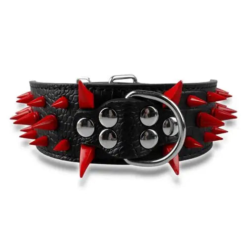 🐾 2" Wide Heavy-Duty Spiked Leather Dog Collar – For Medium & Large Breeds