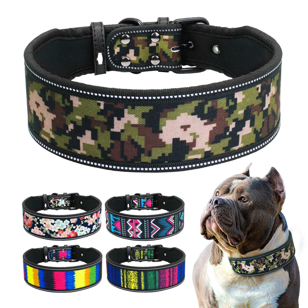 Reflective Nylon Dog Collar – Adjustable & Durable for Medium & Large Dogs