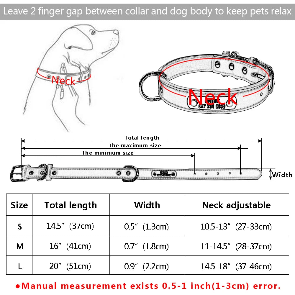Personalized Engraved Dog Collar – Custom PU Leather ID Collar
