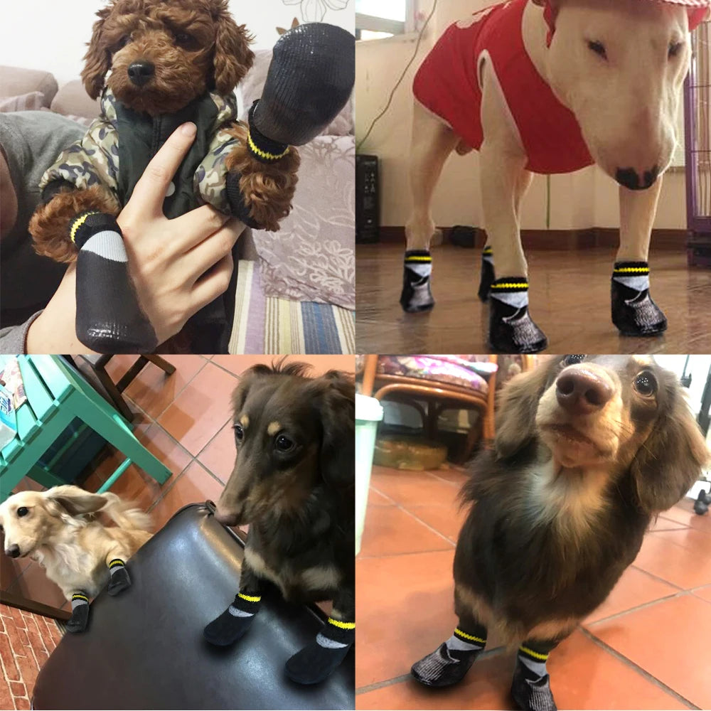 Waterproof Dog Socks Shoes – Non-Slip, Warm Knit, Rubber Sole, Anti-Skid Pet Boots for Small Medium Large Dogs