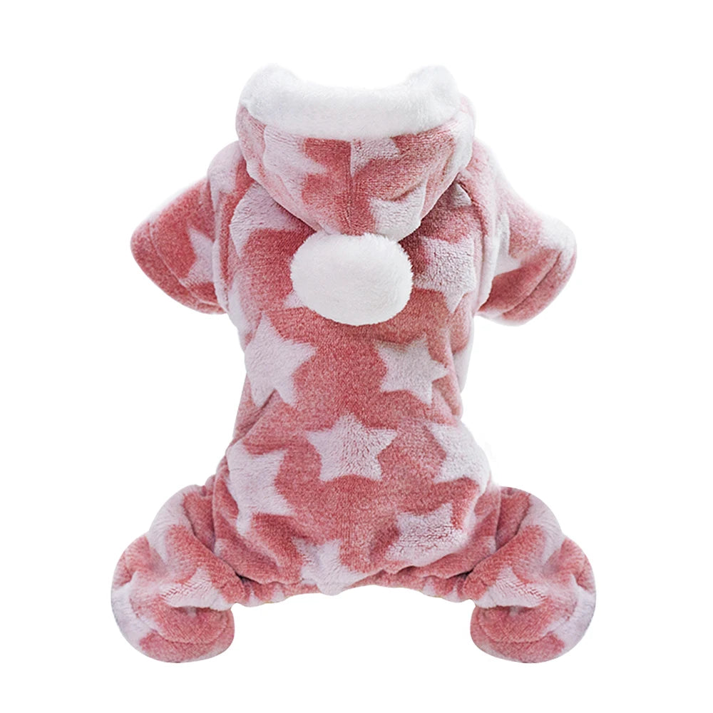 Soft Fleece Dog & Cat Pajamas – Hooded Winter Jumpsuit for Small & Medium Pets