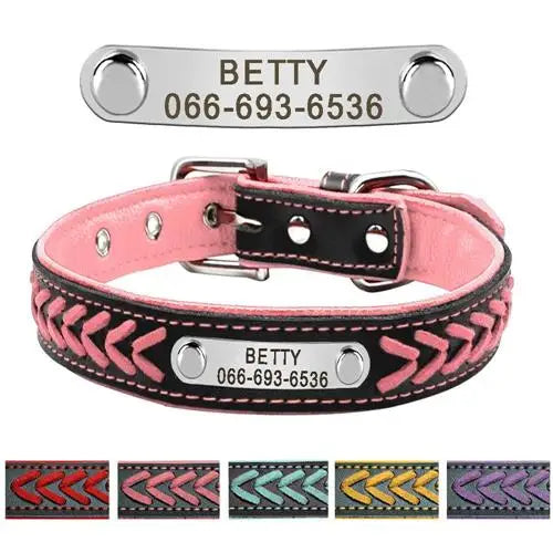 Custom Engraved Leather Dog Collar – Personalized Comfort & Style