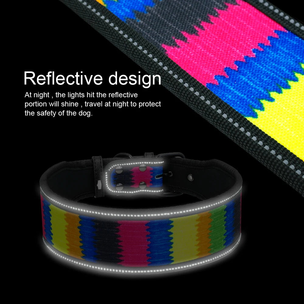 Reflective Nylon Dog Collar – Adjustable & Durable for Medium & Large Dogs