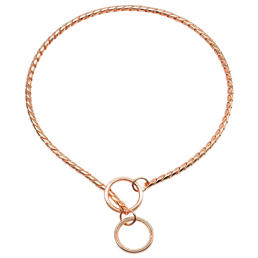 High Quality Dog Choker Snake Chain Dog Training Collar Heavy Metal Pet Slip Choke Collars Golden For Medium Large Dogs Pitbull