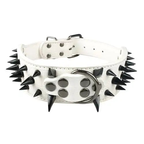 🐾 2" Wide Heavy-Duty Spiked Leather Dog Collar – For Medium & Large Breeds