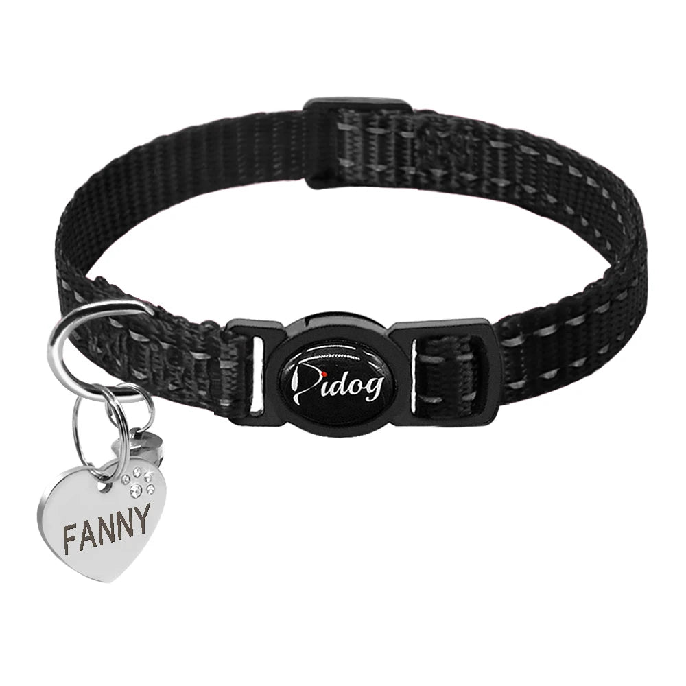 Quick Release Kitten Cat Collar – Reflective Personalized ID Collar with Bell & Free Engraved Tag for Small Pets