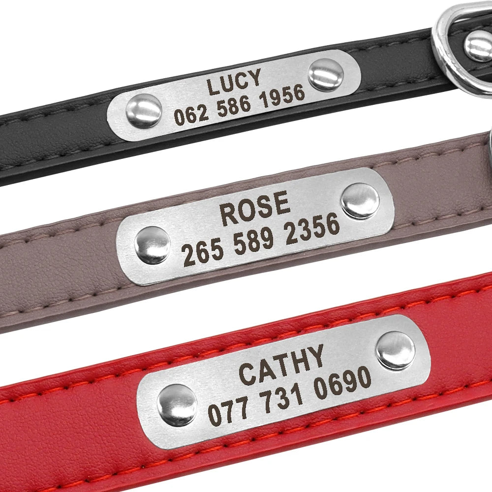 Personalized Engraved Dog Collar – Custom PU Leather ID Collar