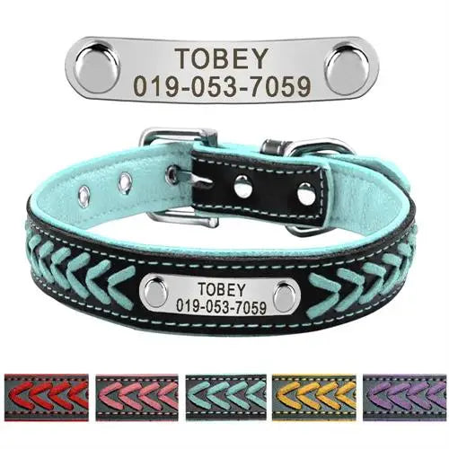 Custom Engraved Leather Dog Collar – Personalized Comfort & Style