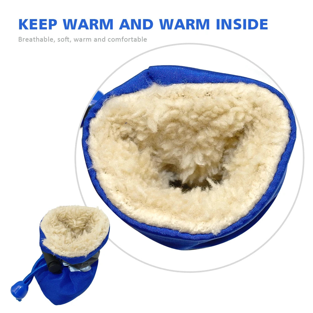 4pcs Waterproof Winter Dog Boots – Anti-Slip Snow Shoes with Warm Lining for Small Dogs & Puppies