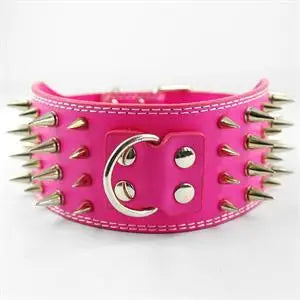3" Wide Sharp Spiked Leather Dog Collar – Studded Heavy-Duty Collar for Medium & Large Dogs (Pitbull, Mastiff, German Shepherd)