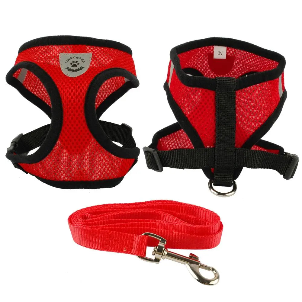 Soft Breathable Air Nylon Mesh Puppy Dog Harness and Leash Set – Adjustable Pet Vest for Small Dogs & Cats