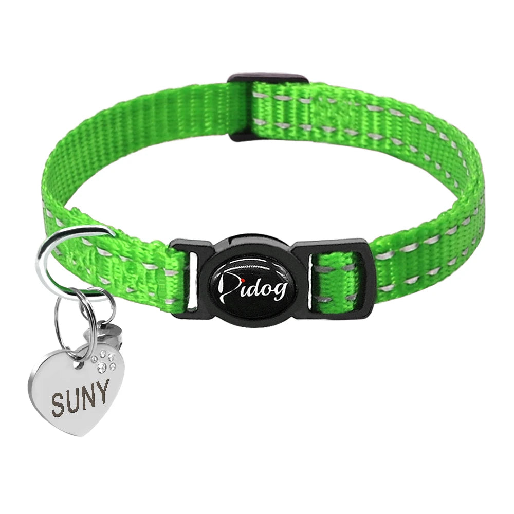 Quick Release Kitten Cat Collar – Reflective Personalized ID Collar with Bell & Free Engraved Tag for Small Pets