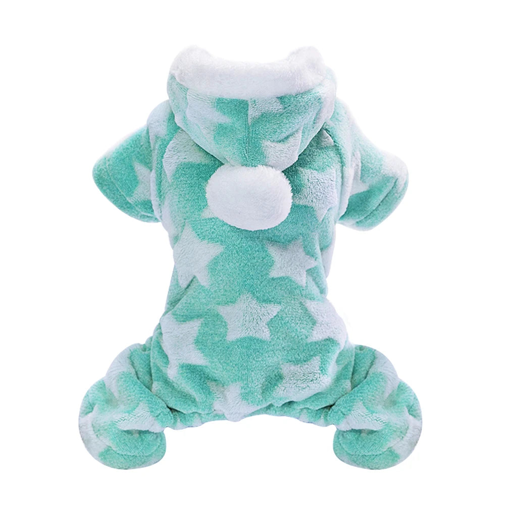 Soft Fleece Dog & Cat Pajamas – Hooded Winter Jumpsuit for Small & Medium Pets