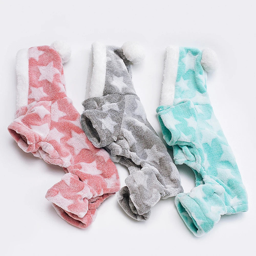 Soft Fleece Dog & Cat Pajamas – Hooded Winter Jumpsuit for Small & Medium Pets