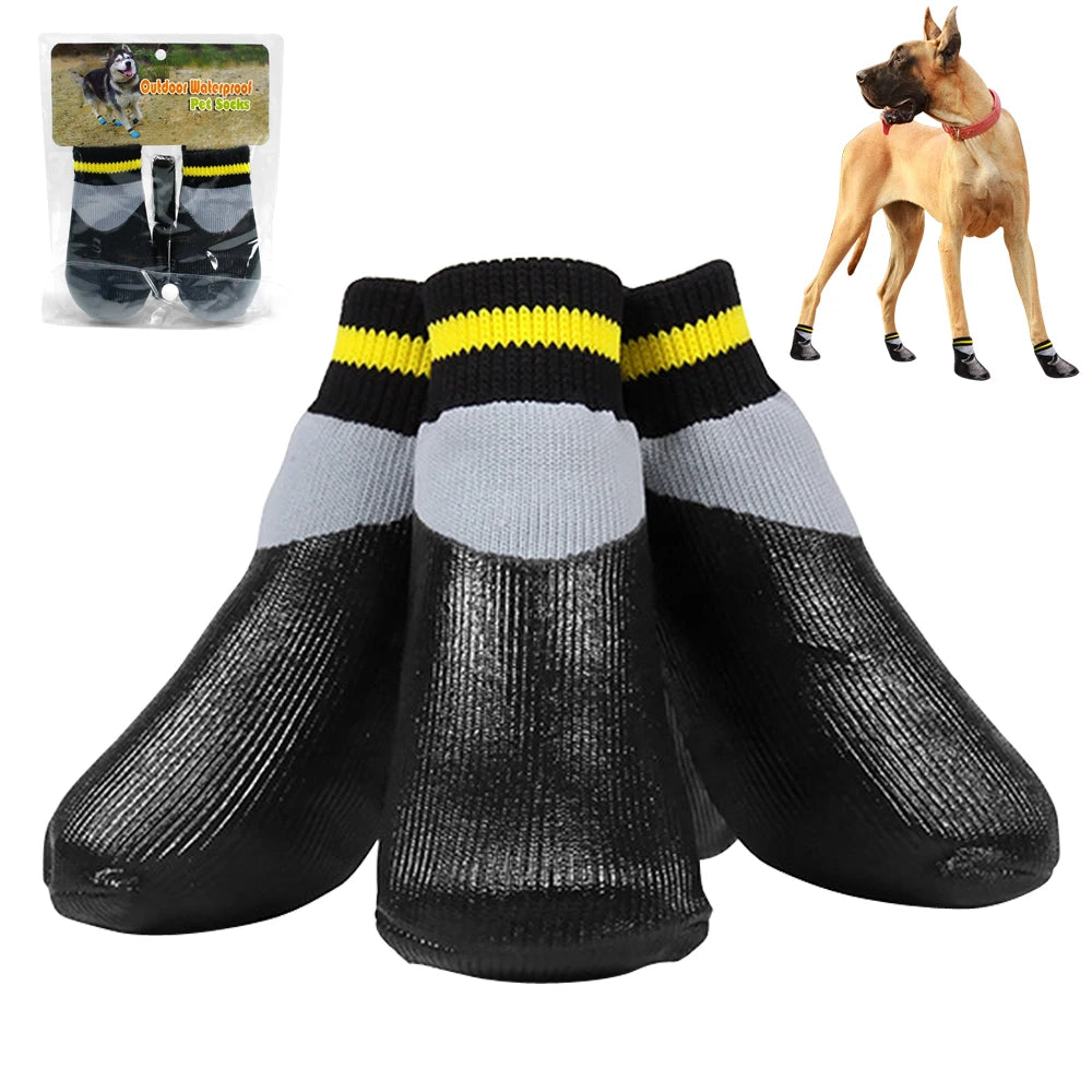 Waterproof Dog Socks Shoes – Non-Slip, Warm Knit, Rubber Sole, Anti-Skid Pet Boots for Small Medium Large Dogs
