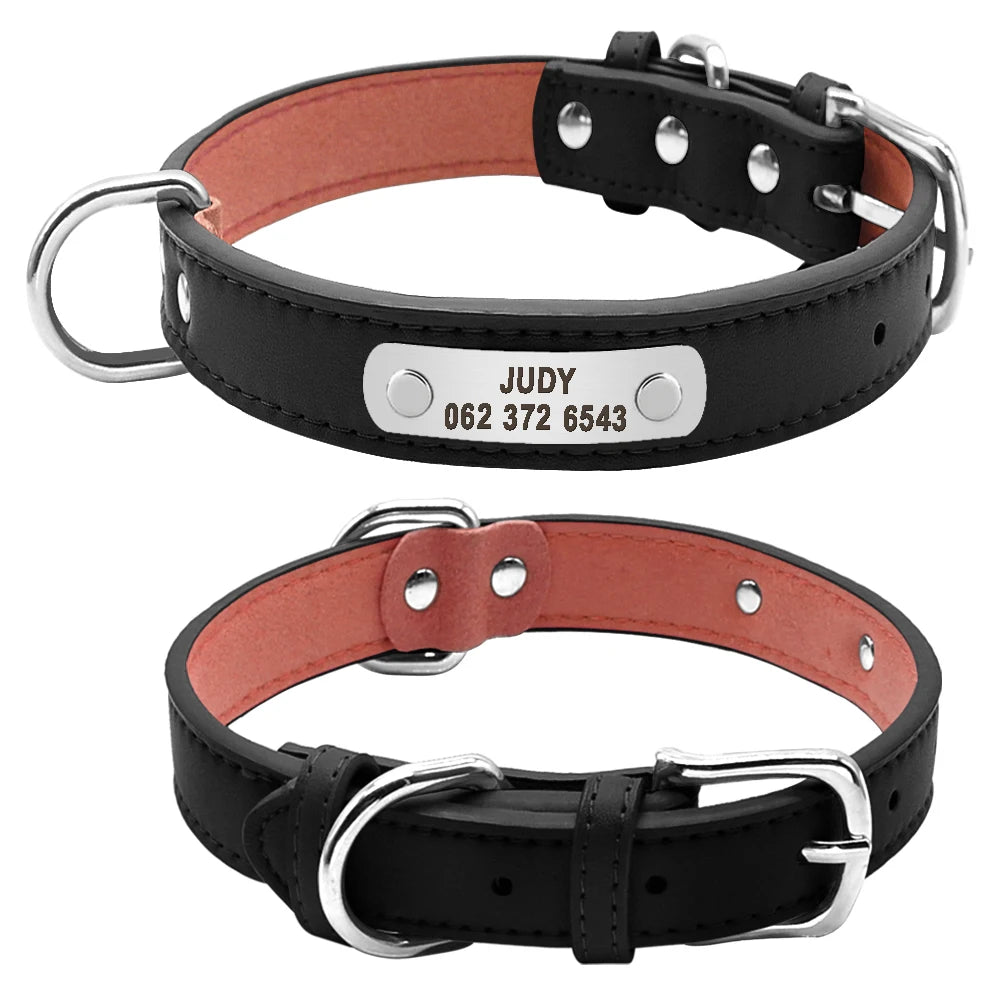 Personalized Engraved Dog Collar – Custom PU Leather ID Collar