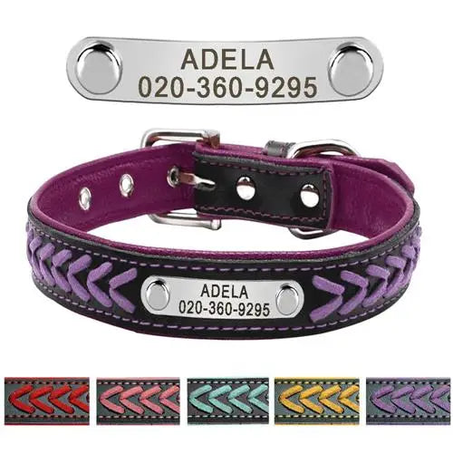Custom Engraved Leather Dog Collar – Personalized Comfort & Style
