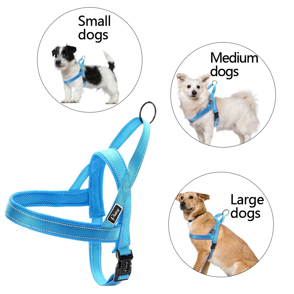 No Pull Reflective Dog Harness & Leash Set – Adjustable Nylon Padded Pet Vest for Small, Medium & Large Dogs (XXS–L)