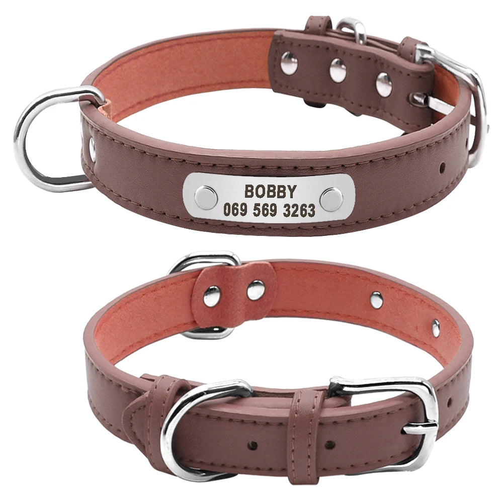 Personalized Engraved Dog Collar – Custom PU Leather ID Collar