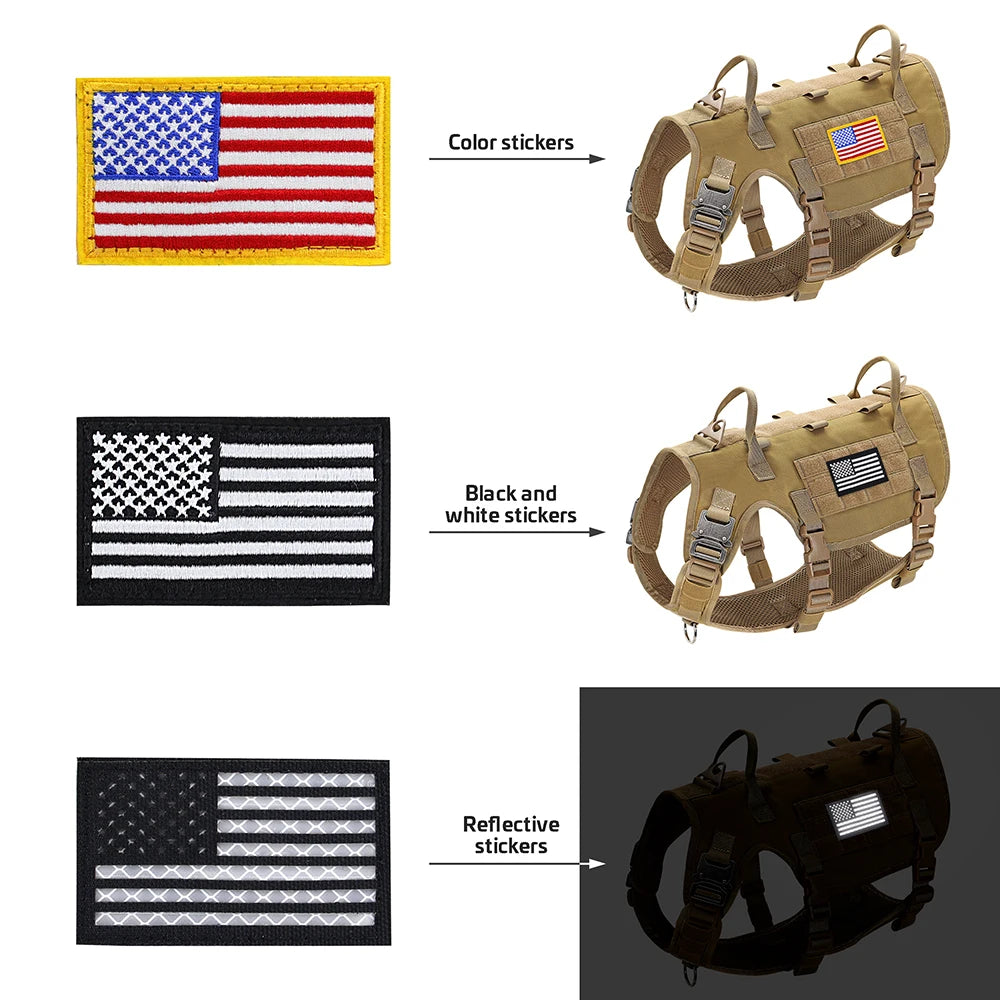 Tactical Dog Harness & Leash Set – Military MOLLE Vest for Large Dogs