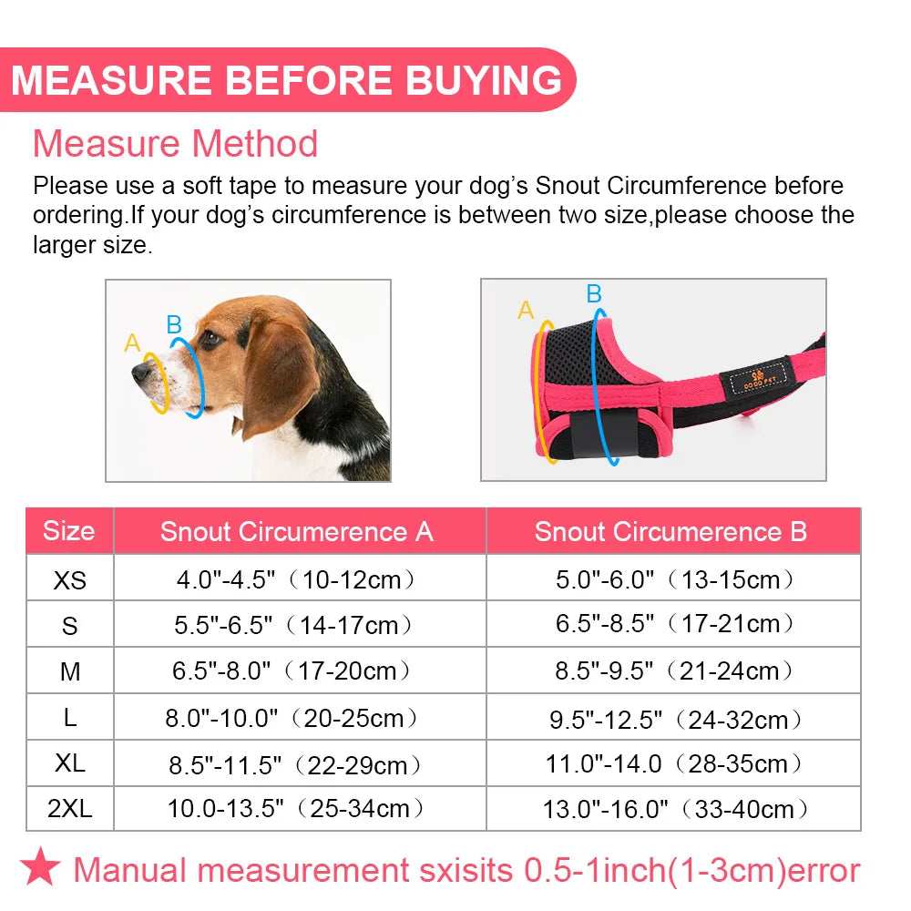 Breathable Mesh Dog Muzzle – Adjustable Anti-Bark & Chew Training Muzzle for Small, Medium & Large Dogs