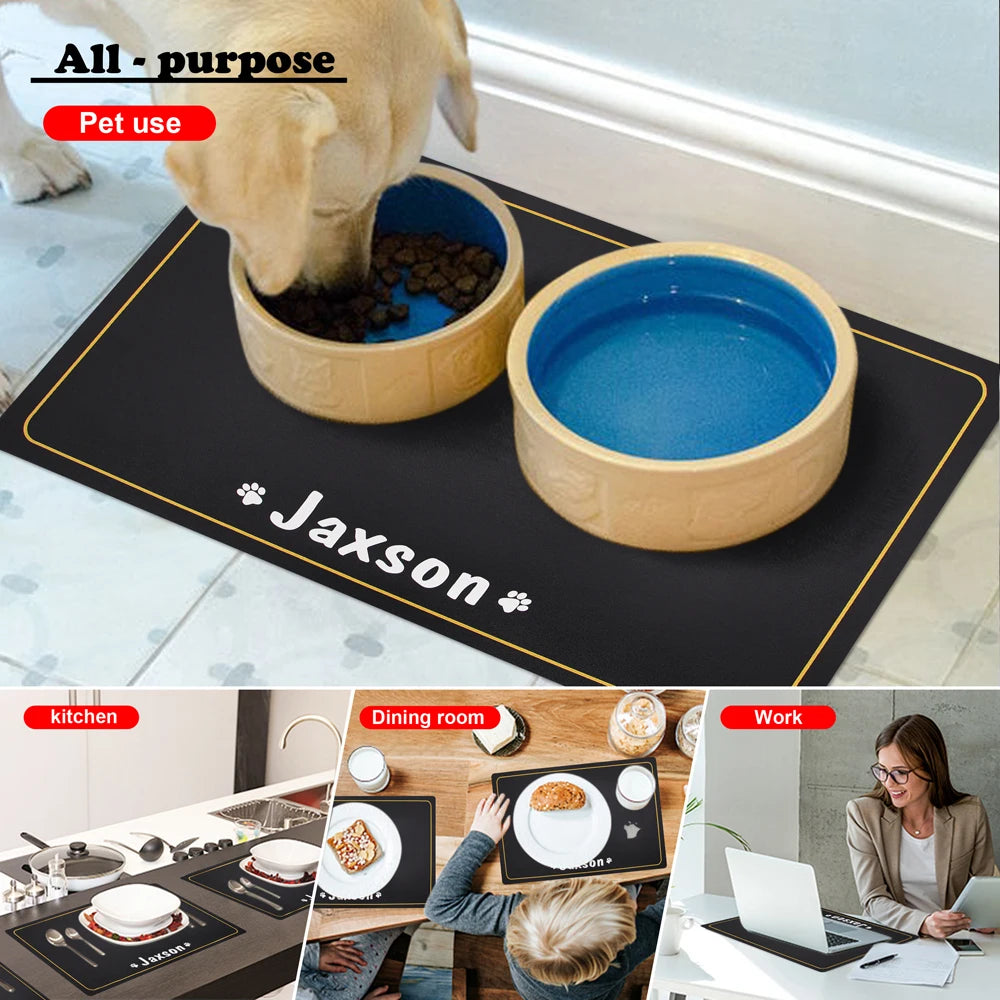 🐾 Custom Name Pet Placemat – Waterproof Dog & Cat Feeding Mat