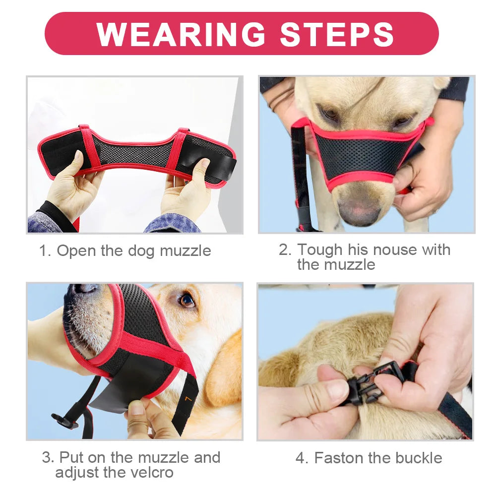 Breathable Mesh Dog Muzzle – Adjustable Anti-Bark & Chew Training Muzzle for Small, Medium & Large Dogs