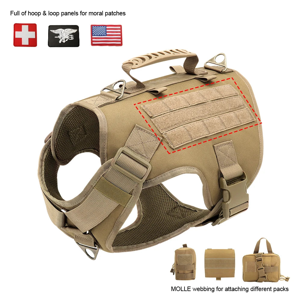 Tactical Dog Harness – Military Training MOLLE Vest for Medium & Large Dogs