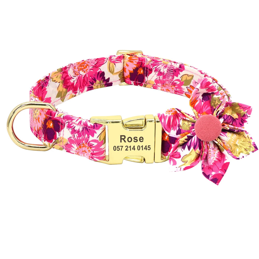 Personalized Nylon Dog Collar with Engraved ID Tag – Custom Printed Pet Collar for Small, Medium & Large Dogs