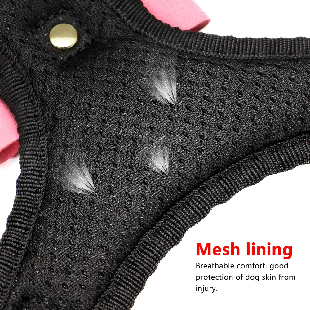 Bling Rhinestone Dog Harness – Reflective Fashion Vest with Bowknot