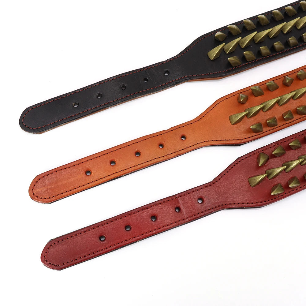 Cool Spiked Studded Leather Dog Collar – Durable Strong Collar for Medium & Large Dogs (Pitbull, Bulldog, Boxer)