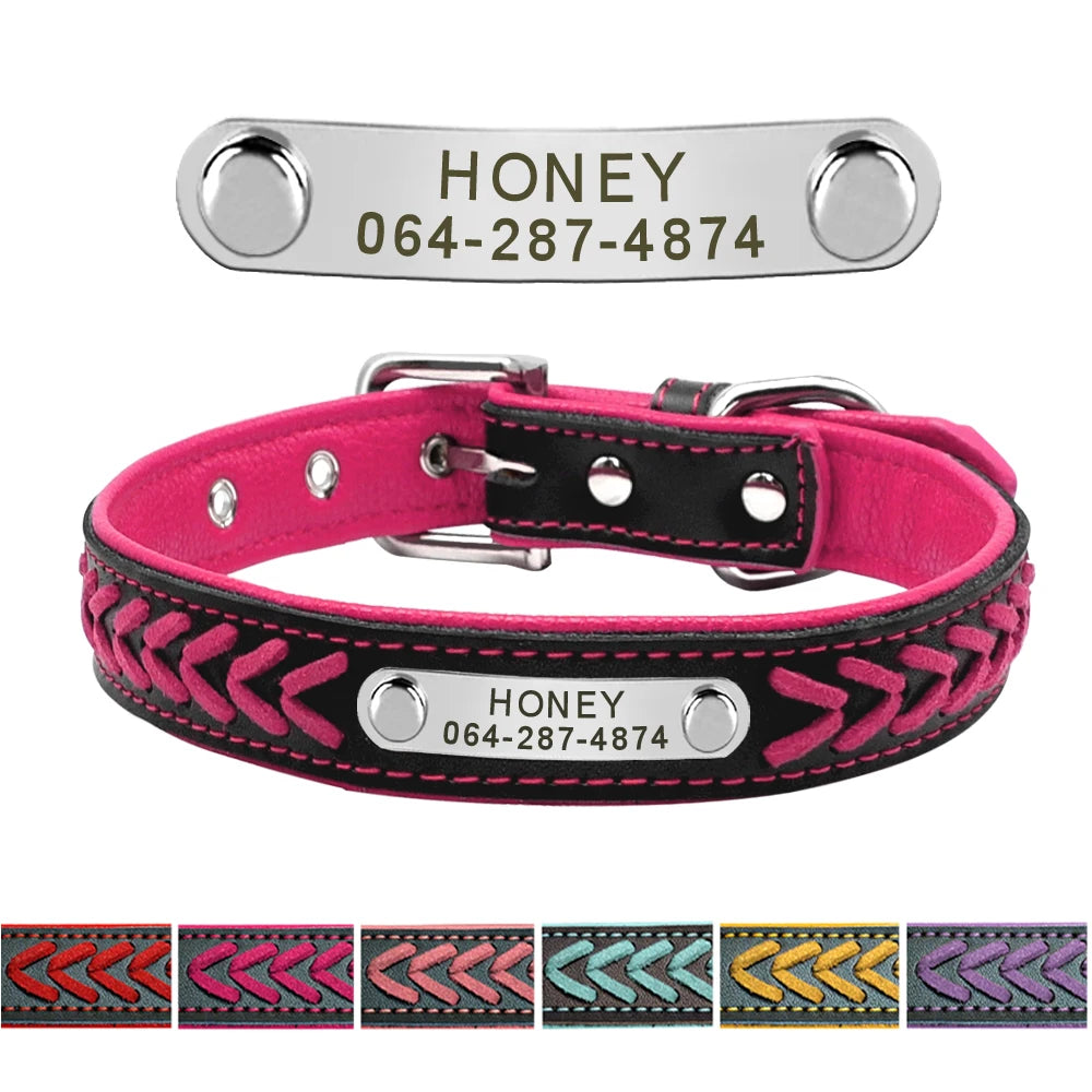 Custom Engraved Leather Dog Collar – Personalized Comfort & Style