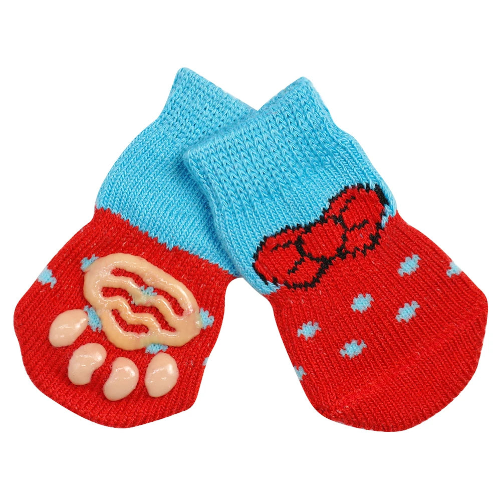 4pcs Set – Cute Anti-Slip Knit Socks for Dogs & Cats