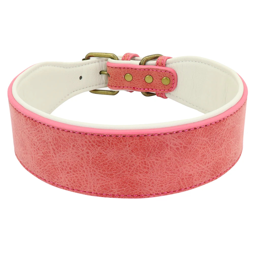 Wide Leather Dog Collar – Soft Padded & Adjustable | Durable Pet Collar for Pitbulls, German Shepherds, Bulldogs & Large Breeds (XL–2XL)